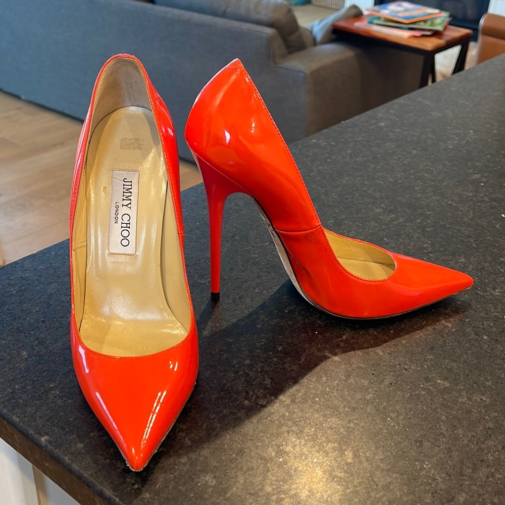 Jimmy Choo - bright orange stilettos - size 38